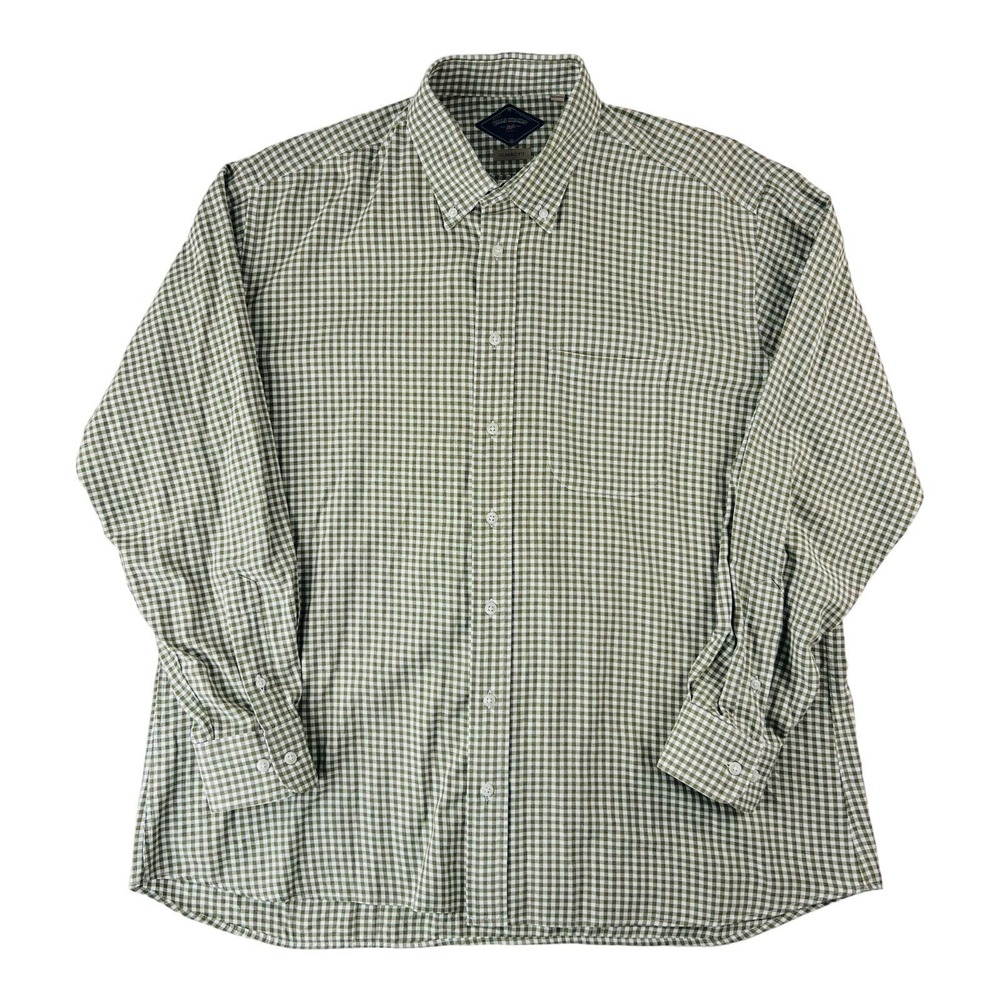 Bills Khakis Green & White Gingham Check Long Sleeve Cotton Button‎ Up Size XL